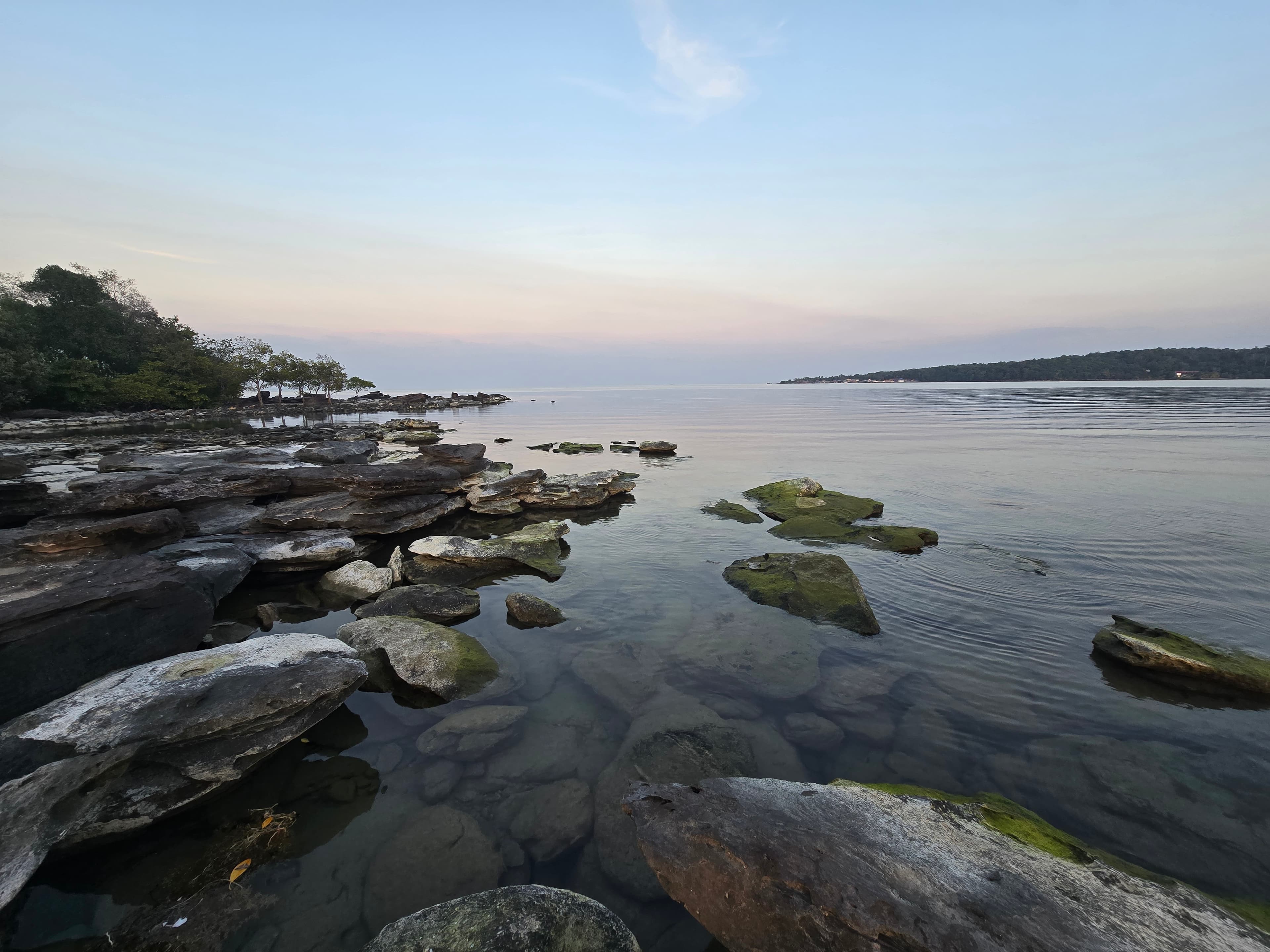 Warm sunset light over Koh Rong coast
